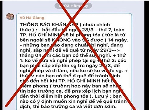 Bác bỏ thông tin Thành phố Hồ Chí Minh sẽ bị phong tỏa trong vòng 14 ngày (ảnh: TTBC TPHCM)