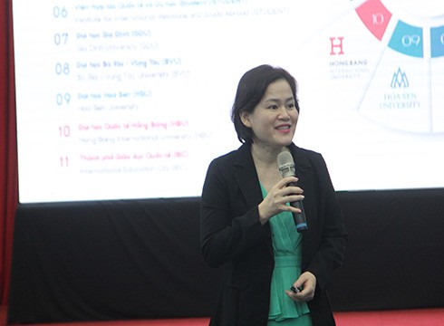 Bà Lê Nguyễn Trung Nguyên giải đáp các thắc mắc của phụ huynh (ảnh: NHG)