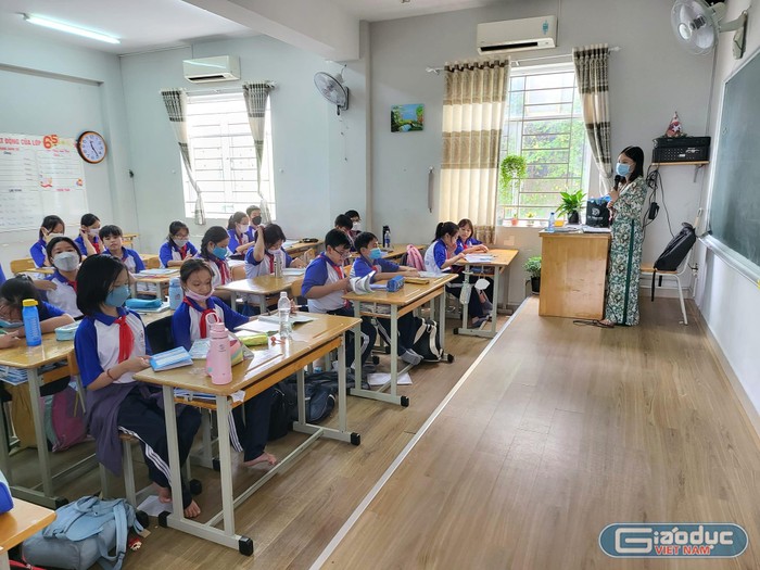 Học sinh Trường trung học cơ sở Huỳnh Khương Ninh, quận 1 trong giờ học (ảnh minh họa: P.L)