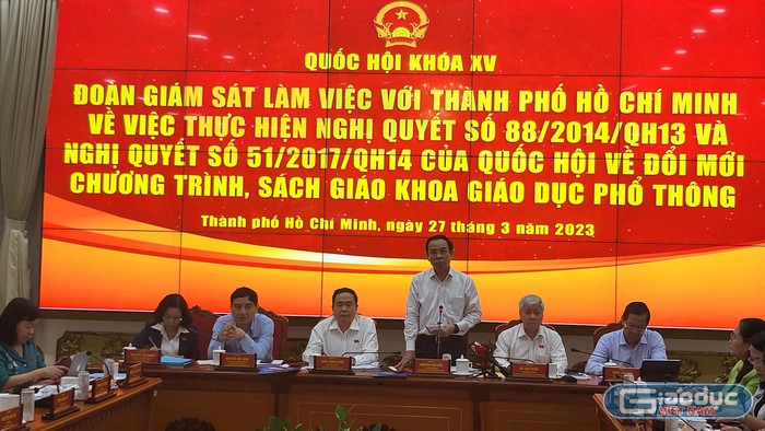 Bí thư Thành ủy Thành phố Hồ Chí Minh Nguyễn Văn Nên phát biểu tại buổi làm việc. (Ảnh: P.L)
