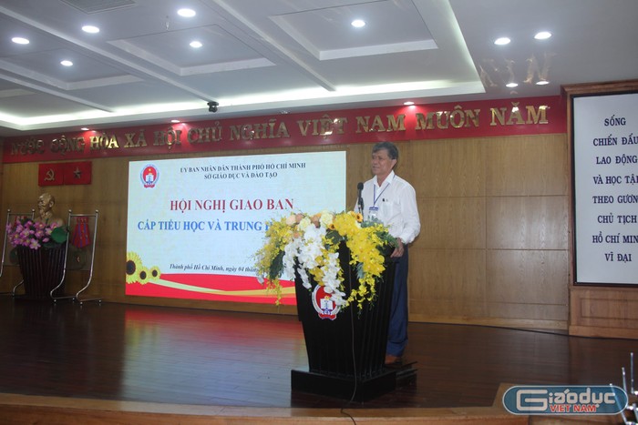 Ông Nguyễn Văn Hiếu - Giám đốc Sở Giáo dục và Đào tạo Thành phố Hồ Chí Minh phát biểu (ảnh: V.D)