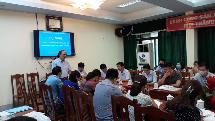 Hội nghị tập huấn công tác thanh tra thi tốt nghiệp trung học phổ thông tại Cao Bằng. (Ảnh: NVCC).