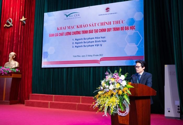 Phó Giáo sư, Tiến sĩ Đinh Văn Toàn - Phó Giám đốc Trung tâm Kiểm định chất lượng giáo dục - Đại học Quốc gia Hà Nội phát biểu.