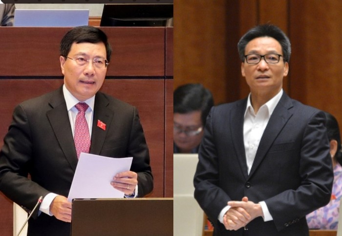 Quốc hội chính thức phê chuẩn miễn nhiệm hai Phó Thủ tướng nhiệm kỳ 2021-2026 là ông Vũ Đức Đam và ông Phạm Bình Minh. Ảnh: quochoi.vn.