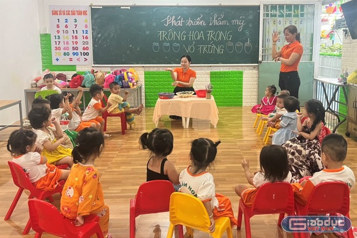 Giờ học tại một trường mầm non trên địa bàn quận Ô Môn, thành phố Cần Thơ. NVCC.