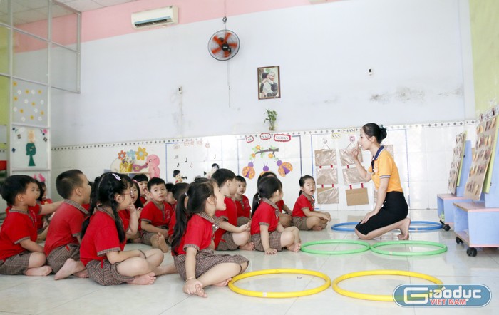 Một giờ học tại Trường Mầm non Hải Âu (thành phố Thuận An, tỉnh Bình Dương). Ảnh: Mộc Trà.