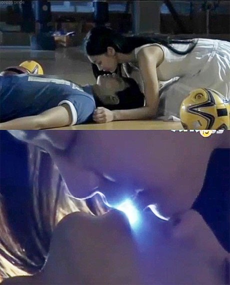 10. Phim "My girlfriend is a gumiho" (Bạn gái tôi là cáo chín đuôi, 2010): Nụ hôn linh đan khi Gumiho (Shin Min Ah đóng) trao linh đan nghìn năm của mình cho Dae Woong (Lee Seung Gi đóng) để cứu sống anh.