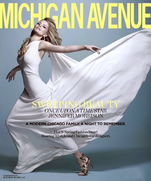 Jennifer Morrison ấn tượng trên trang bìa tạp chí Mochigan Avenue với "tà váy trắng tung bay". Bộ ảnh được thực hiện bởi nhiếp ảnh gia Jack Guy. Trên tạp chí, Jennifer Morrison tiết lộ thú vị về vai diễn của cô trong bộ phim đang phát sóng "Once upon a time".