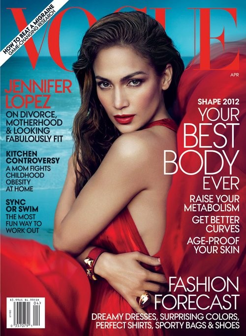 Jennifer Lopez vừa hoàn thành bộ ảnh "long lanh" trên tạp chí Vogue số tháng 4/2012.