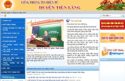 Công thổng tin điện tử huyện Tiên Lãng vẫn im lặng bất thường.