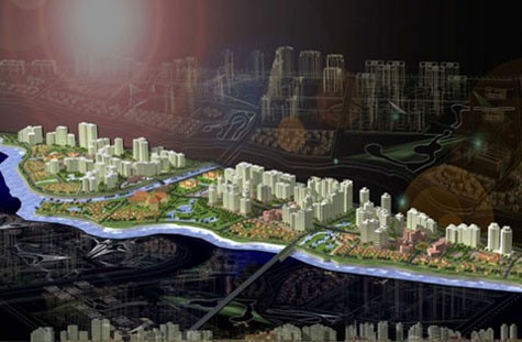 Mô hình dự án khu dân cư Phước Kiểng - Nhà Bè. Dự án của Quốc Cường Gia Lai ở đây có tổng diện tích là 93 ha.
