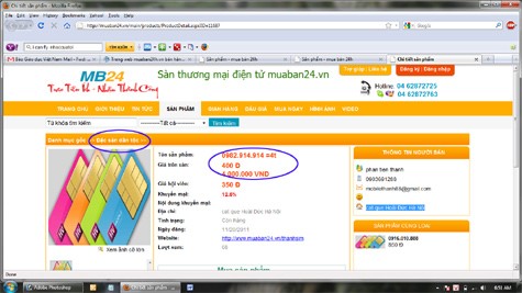 "Treo đầu dê bán thịt chó", rao bán sim thẻ trong danh mục "Đặc sản dân tộc" (Ảnh chụp màn hình của muaban24.vn ngày 1/12/2011)