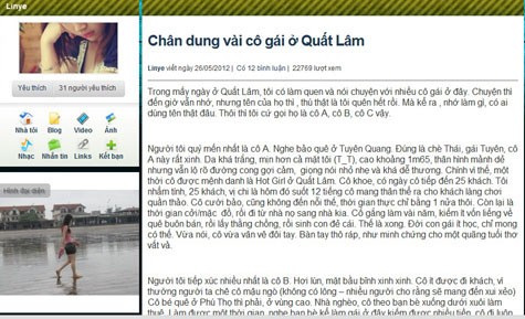Bài viết có nhan đề "Chân dung vài cô gái ở Quất Lâm" đang tiếp tục gây chấn động cộng đồng mạng.