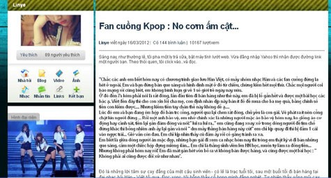 Bài viết có nhan đề "Fan cuồng Kpop: No cơm ấm cật..." đang khiến cư dân mạng xôn xao. (Ảnh chụp lại từ mạng xã hội tamtay.vn)
