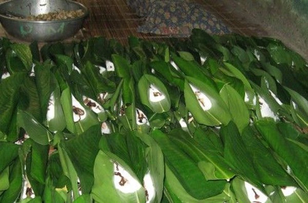 Mỗi ngày, hộ gia đình nhà chị Vân (phường Phú Thịnh, thị xã Sơn Tây) bán gần 2.000 cái bánh tẻ cho những vị khách phương xa muốn mua về làm món quà thành cổ hoặc làm món ăn chính trong các đám cỗ bàn ở cả khu vực Sơn Tây.