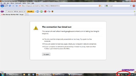 Mạng FPT báo lỗi khi khách hàng muốn download file từ Gmail về máy tính. (Ảnh chụp màn hình).