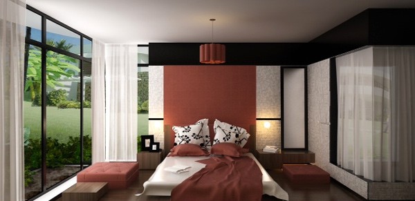 Phòng ngủ chính dễ dàng mở rộng để kết hợp với các không gian khách và phòng ăn rộng tới 120 m2.