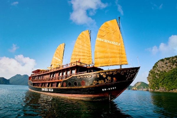 Indochina Sails Đội tàu Indochina Sails được dựng tại Việt Nam, sử dụng vật liệu gỗ địa phương đặc trưng đó là “ gỗ hương”, là loại gỗ có hương, độ bền cao tạo nên đặc tính ấm áp của tàu.