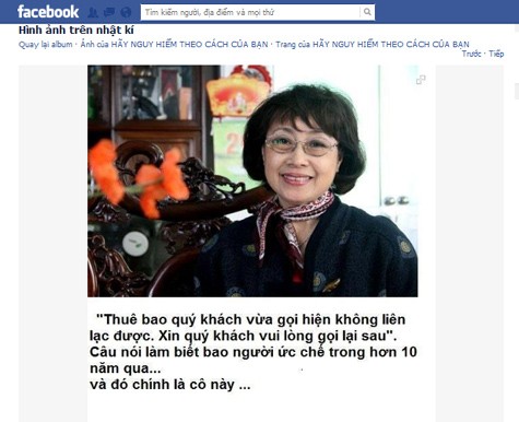 Bức ảnh kèm lời bình luận về NSƯT Kim Tiến được chia sẻ trên cộng đồng Facebook.