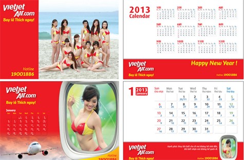 Bộ lịch bikini được VietJetAir phát rộng rãi cho các khách hàng, đối tác thân thiết của mình.