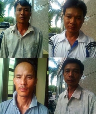 4 trong tổng số 17 đối tượng bị bắt giữ trong ổ đánh bạc sử dụng vũ khí nóng tại huyện Diễn Châu, Nghệ An
