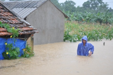 Hàng ngàn ngôi nhà tại thị xã Hoàng Mai và huyện Quỳnh Lưu đã bị chìm trong nước lụt