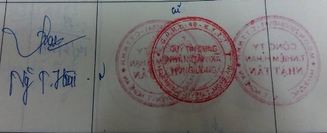 Mẫu dấu cũ khi làm thủ tục cấp đổi mẫu dấu mới được lưu tại Công an tỉnh Nghệ An (ảnh Xuân Hòa)