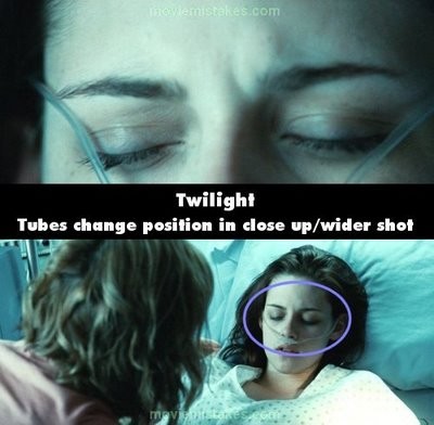 Trong phim "Chạng vạng", chiếc ống thở đã chuyển lên sát mắt khi cận cảnh cô gái Bella xinh đẹp.