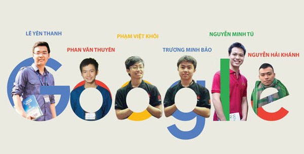 Sáu chàng trai Việt là sinh viên Khoa Công nghệ thông tin, Đại học Khoa học Tự nhiên (Đại học Quốc gia TP.Hồ Chí Minh) có cơ hội đến Google làm việc. Ảnh: Zing.vn.