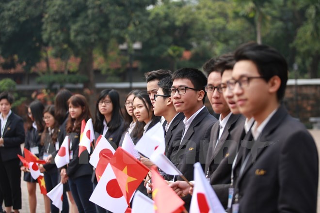 Tại Văn Miếu, Nhật hoàng và hoàng hậu sẽ gặp gỡ với các cựu sinh viên Việt Nam từng học tập lại Nhật Bản. (Ảnh: Minh Sơn/Vietnam+)