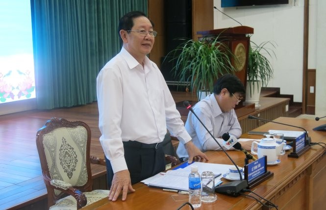 Bộ trưởng Bộ Nội vụ Lê Vĩnh Tân phát biểu trong buổi làm việc với Thành phố Hồ Chí Minh. (Ảnh: Tuoitre.vn)
