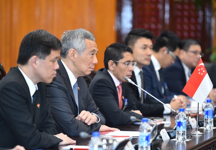 Thủ tướng Singapore Lý Hiển Long phát biểu tại hội đàm. Ảnh: VGP/Quang Hiếu