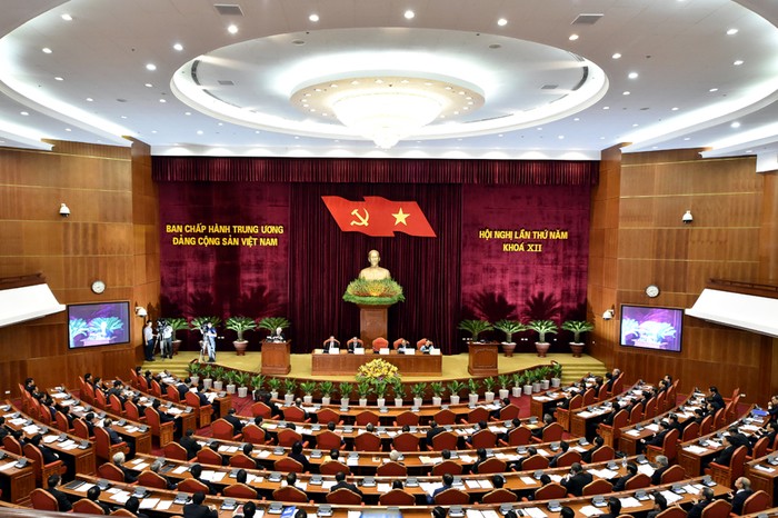 Ngày 5/5, phát biểu khai mạc Hội nghị Trung ương 5, Tổng Bí thư Nguyễn Phú Trọng đã đề cập đến nội dung tiếp tục đổi mới cơ chế, chính sách, khuyến khích và tạo điều kiện phát triển kinh tế tư nhân. Ảnh: VGP