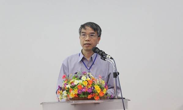 Phó Viện trường Viện Năng lượng Nguyên tử Việt Nam, Tiến sĩ Nguyễn Hào Quang phát biểu tại hội thảo. (Ảnh: Thu Quỳnh)