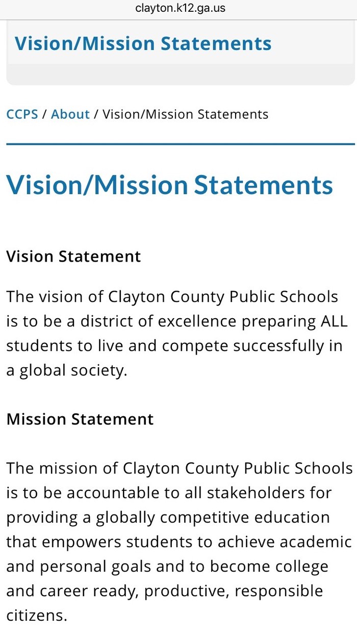 Tầm nhìn và nhiệm vụ của trường Clayton.