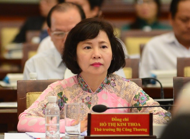 Bà Hồ Thị Kim Thoa, Thứ trưởng Bộ Công Thương. Ảnh đăng trên Báo Tuổi trẻ.