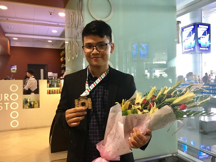 Lê Quang Tuấn, học sinh vừa giành được Huy chương Vàng Olympic Tin học quốc tế năm 2017. (Ảnh: Vương Thủy)