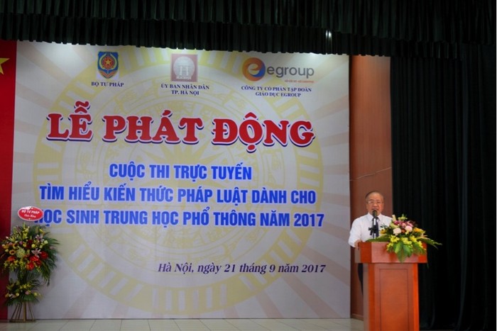 Ông Phan Chí Hiếu - Thứ trưởng Bộ Tư pháp phát biểu phát động cuộc thi.