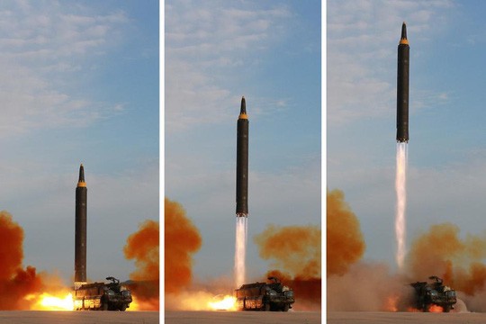 Một vụ phóng thử tên lửa của Triều Tiên (Ảnh KCNA)