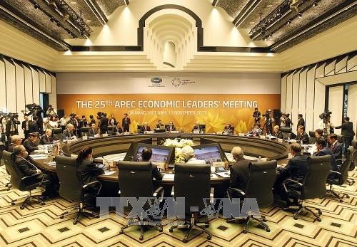 Hội nghị các Nhà lãnh đạo Kinh tế APEC lần thứ 25 đã bế mạc, thông qua Tuyên bố Đà Nẵng. (Ảnh: TTXVN)