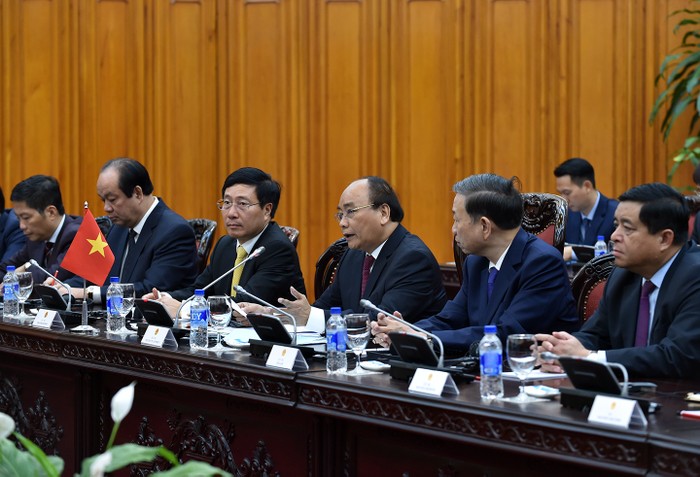 Thủ tướng Nguyễn Xuân Phúc phát biểu tại buổi hội kiến. Ảnh: VGP/Nhật Bắc