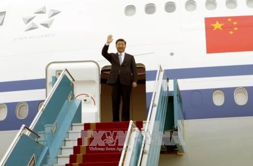 Tổng Bí thư, Chủ tịch Trung Quốc Tập Cận Bình đến Sân bay Quốc tế Nội Bài, Hà Nội. Ảnh: Nguyễn Dân/TTXVN