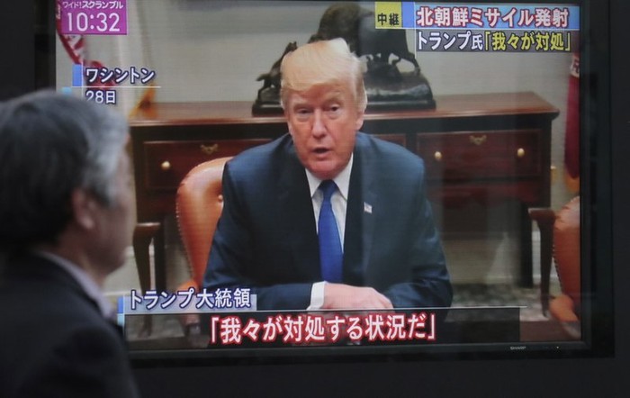 Tổng thống Mỹ Donald Trump phát biểu trên truyền hình sau vụ thử tên lửa của Triều Tiên (Ảnh: AP)