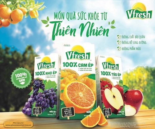 Sản phẩm nước trái cây Vfresh của Vinamilk được nhiều gia đình ưa thích sử dụng.