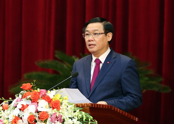 Phó thủ tướng Vương Đình Huệ phát biểu tại Lễ kỷ niệm 150 năm ngày sinh Chí sĩ Phan Bội Châu. ảnh: VGP.