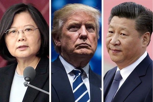 Lãnh đạo Đài Loan Thái Anh Văn, Tổng thống Mỹ Donald Trump và Chủ tịch Trung Quốc Tập Cận Bình (Ảnh: Reuters)