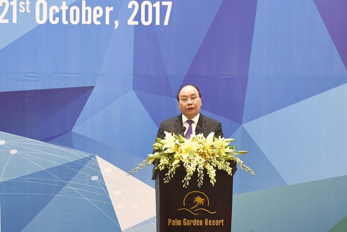 Thủ tướng Nguyễn Xuân Phúc tại Hội nghị Bộ trưởng Tài chính APEC lần thứ 24. Ảnh: apec2017.vn.