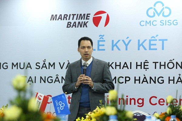 Ông Huỳnh Bửu Quang - Tổng Giám đốc Maritime Bank phát biểu tại buổi lễ