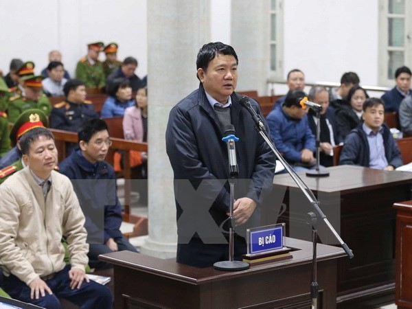 Ông Đinh La Thăng tại phiên tòa sơ thẩm của Tòa án nhân dân Hà Nội. Ảnh: TTXVN