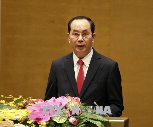 Chủ tịch nước Trần Đại Quang phát biểu chào mừng. Ảnh: Văn Điệp/TTXVN